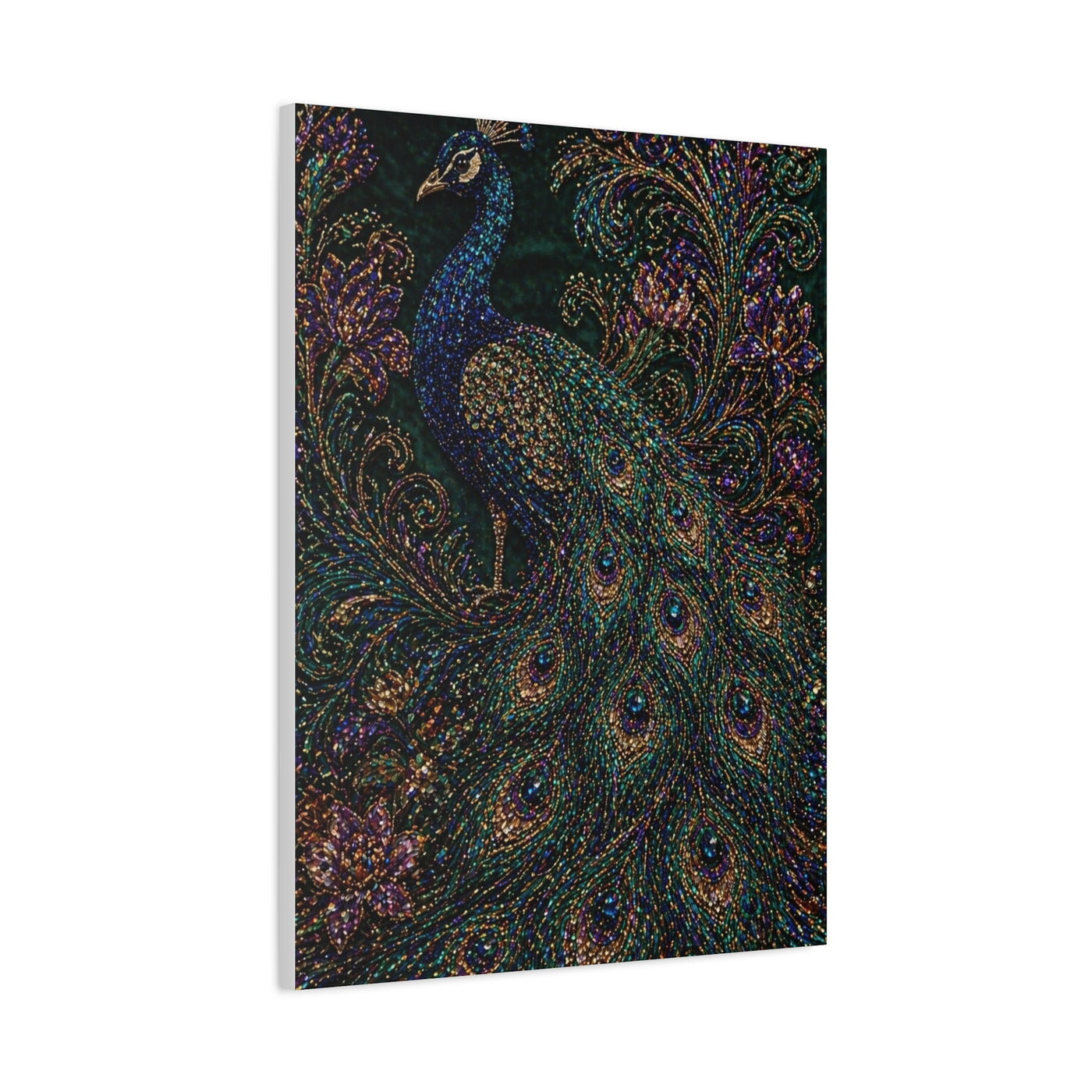 Beaded Textile Peacock Couture Wall Art & Canvas Print
