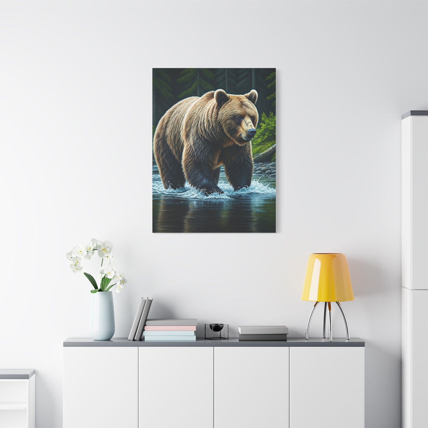 River Crossing Grizzly Bear Wall Art & Canvas Prints