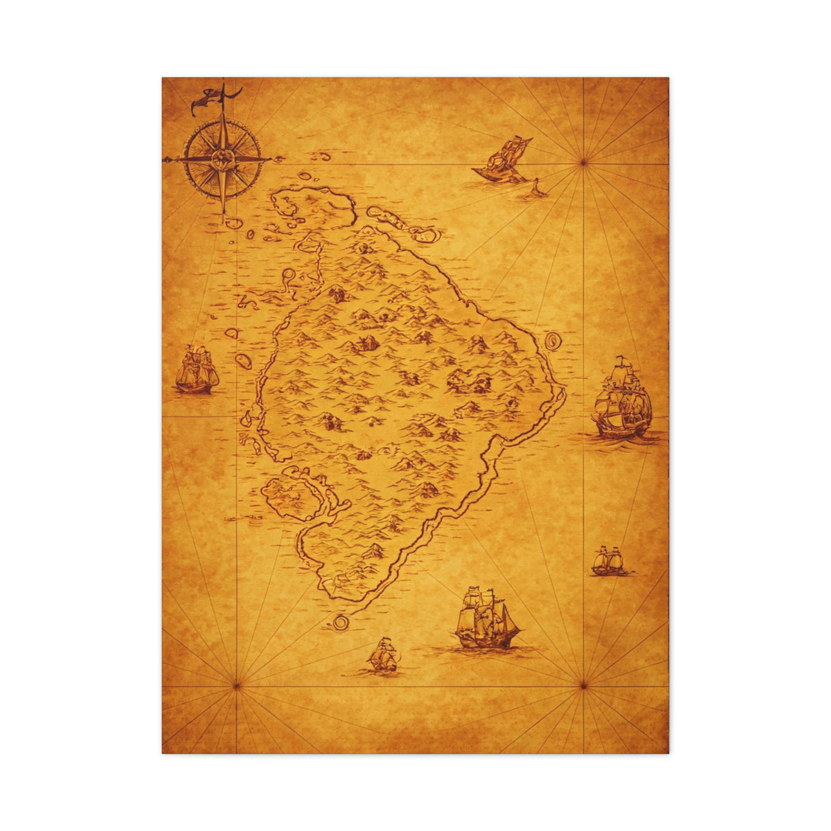 Old Pirate Island Chart Wall Art & Canvas Prints