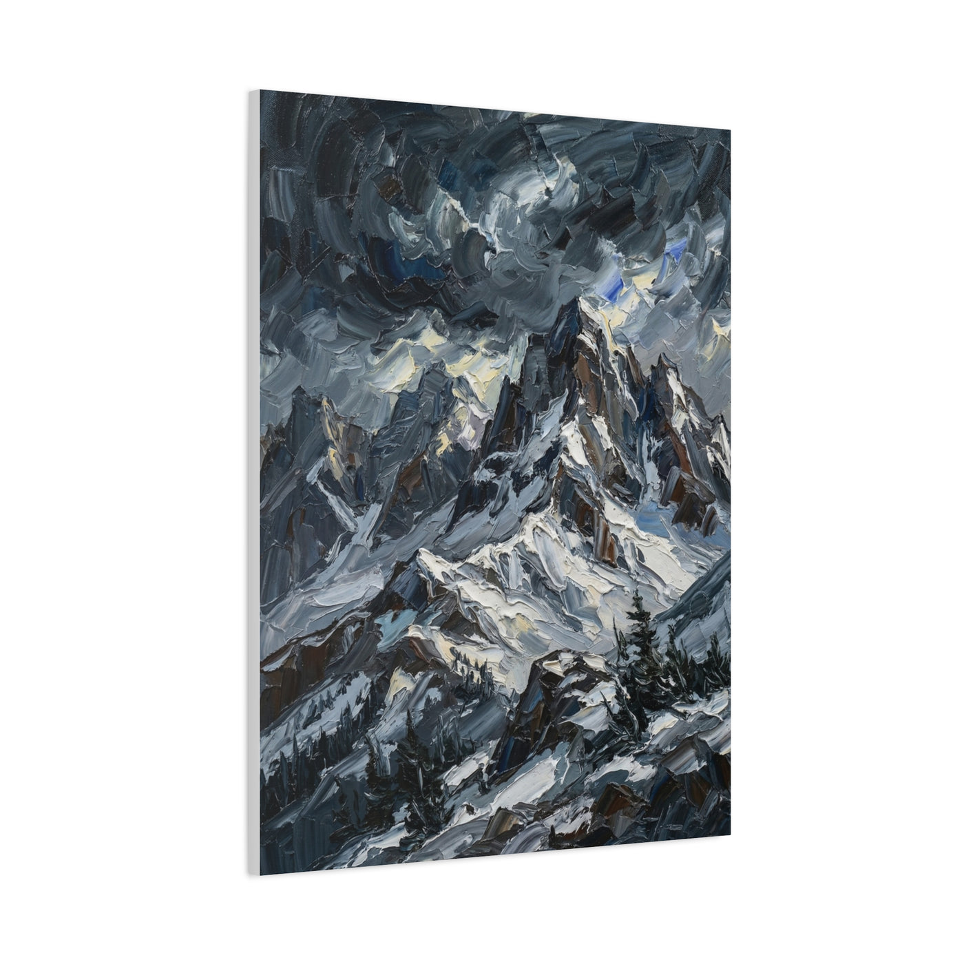 Thick Impasto Oil Mountain Stormscape Wall Art & Canvas Print
