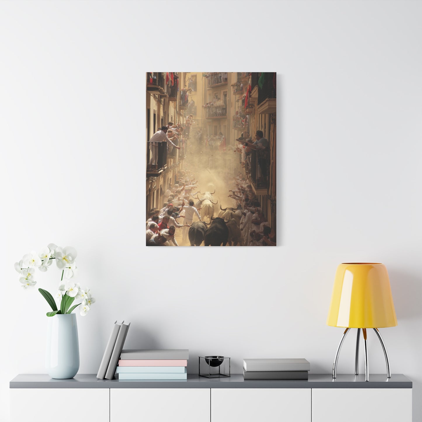 Running of the Bulls Festival Charge Wall Art & Canvas Print