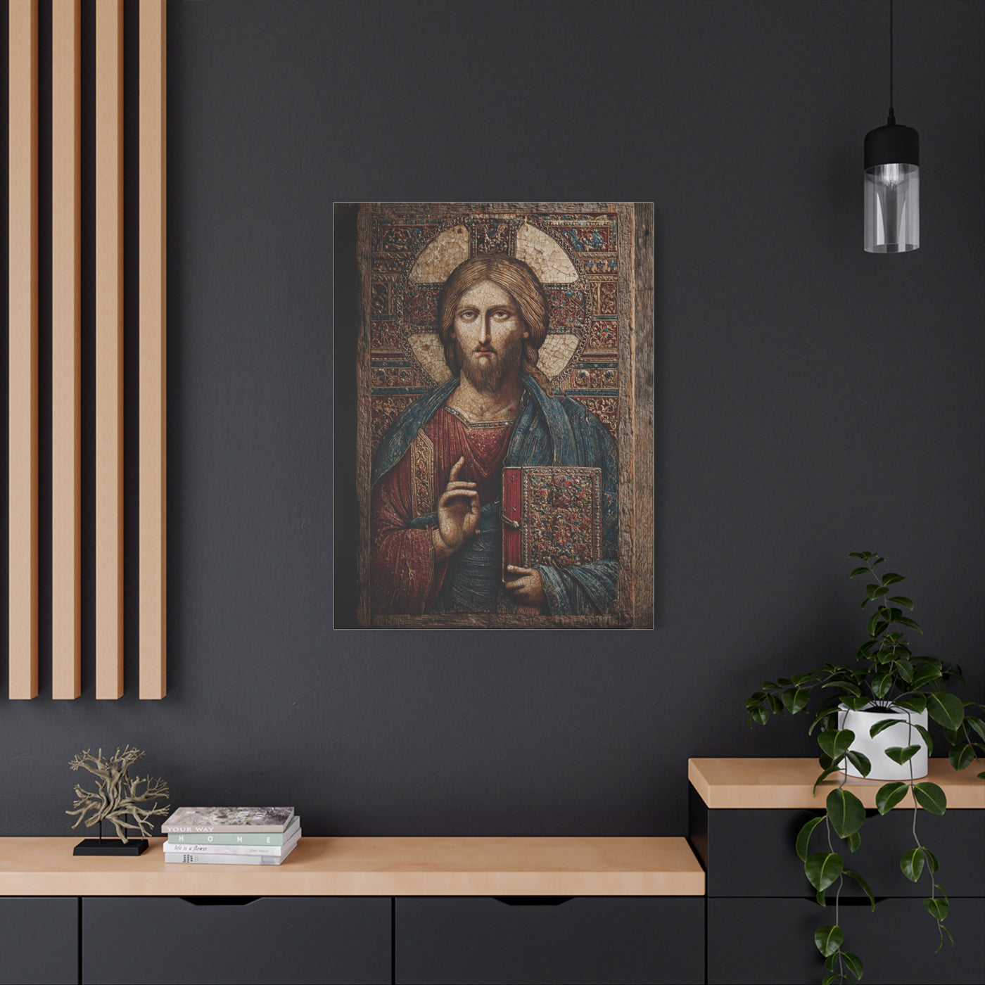 Christ Icon Mosaic Sacred Portrait Wall Art & Canvas Print