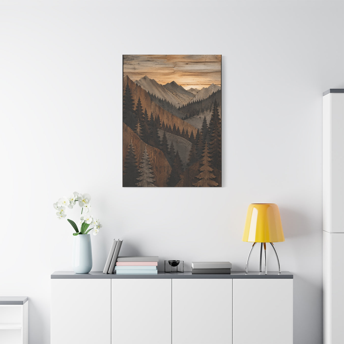 Layered Wood Mountain Forest Relief Trees Wall Art & Canvas Print
