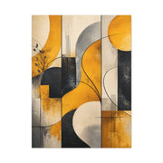 Abstract Panel Flow Mustard & Neutral Composition Wall Art & Canvas Print