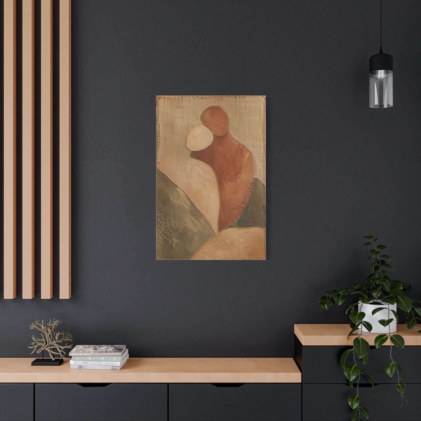 Minimal Abstract Embrace Romance Wall Art & Canvas Print