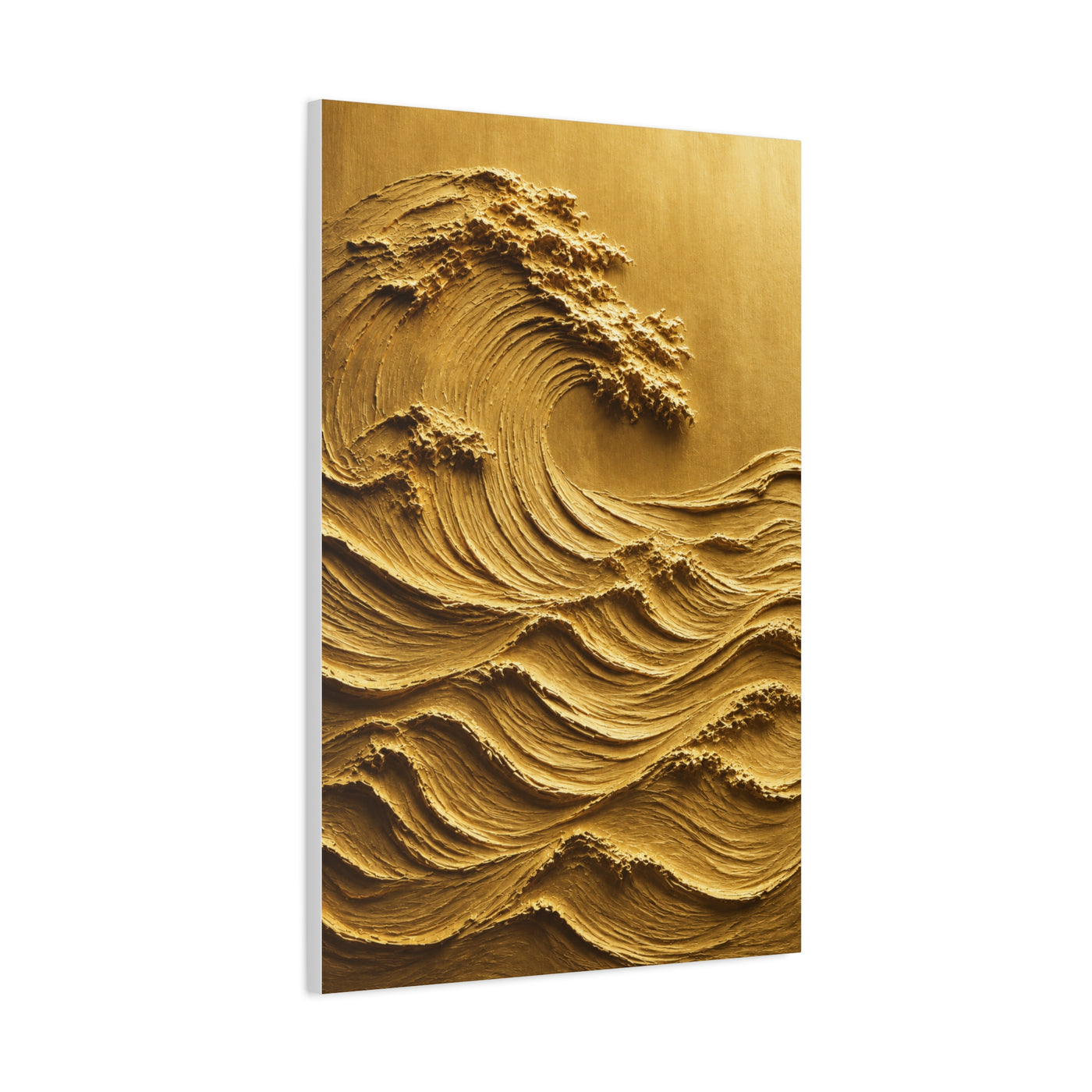 Golden Sculptural Wave Relief Wall Art & Canvas Print
