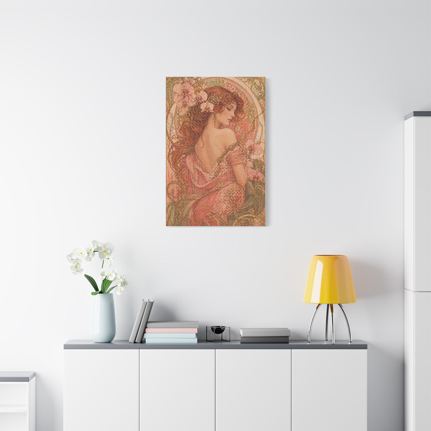 Art Nouveau Pink Muse Portrait Wall Art & Canvas Print