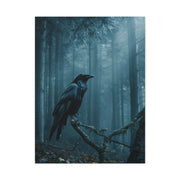 Raven in Twilight Pine Forest Wall Art & Canvas Print
