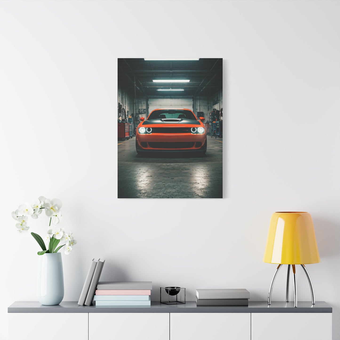 Dodge Challenger Demon Industrial Garage Presence Wall Art & Canvas Prints