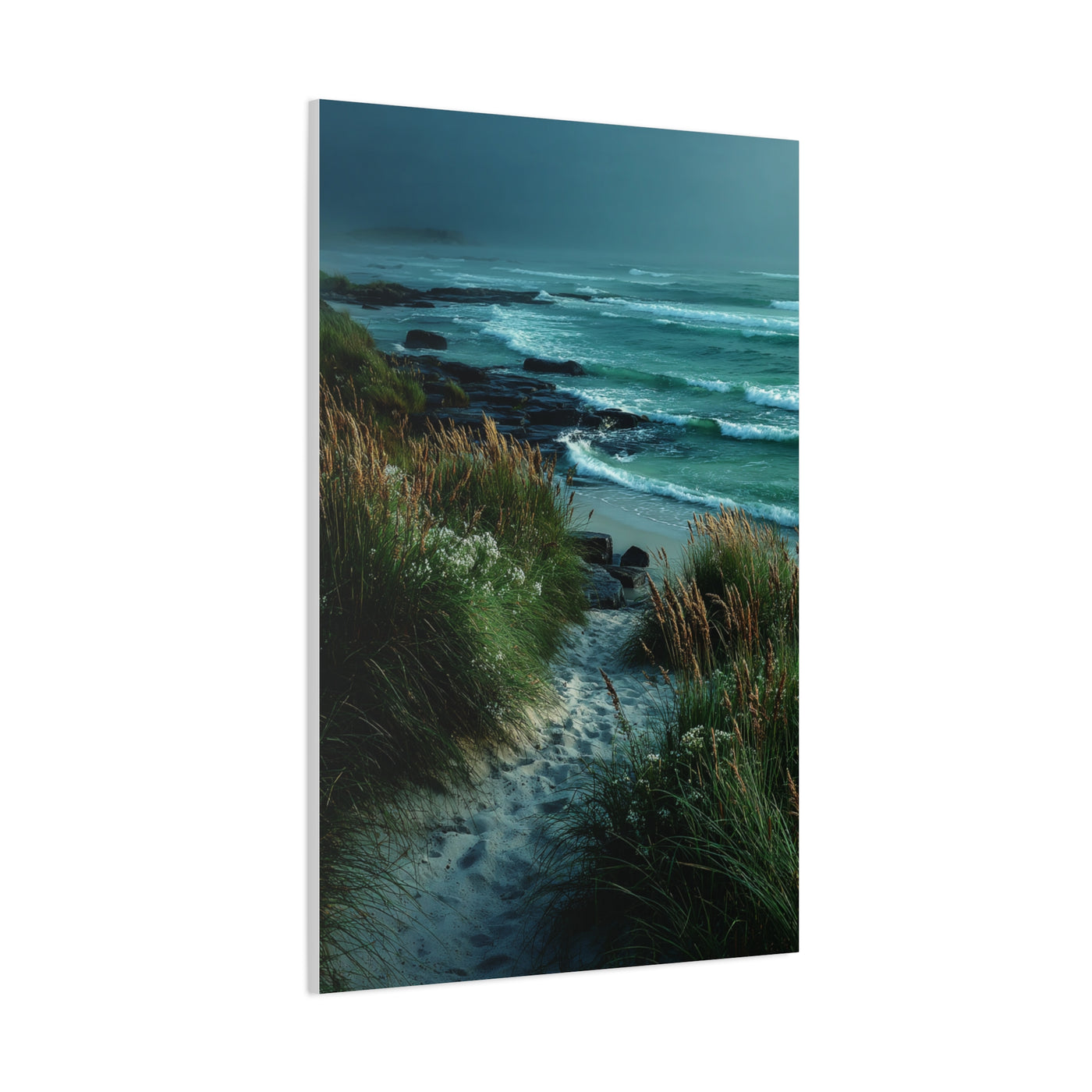 Green Coastal Dune Path Serenity Wall Art & Canvas Print