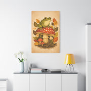 Whimsical Retro Frog and Mushroom Composition Wall Art & Canvas Print