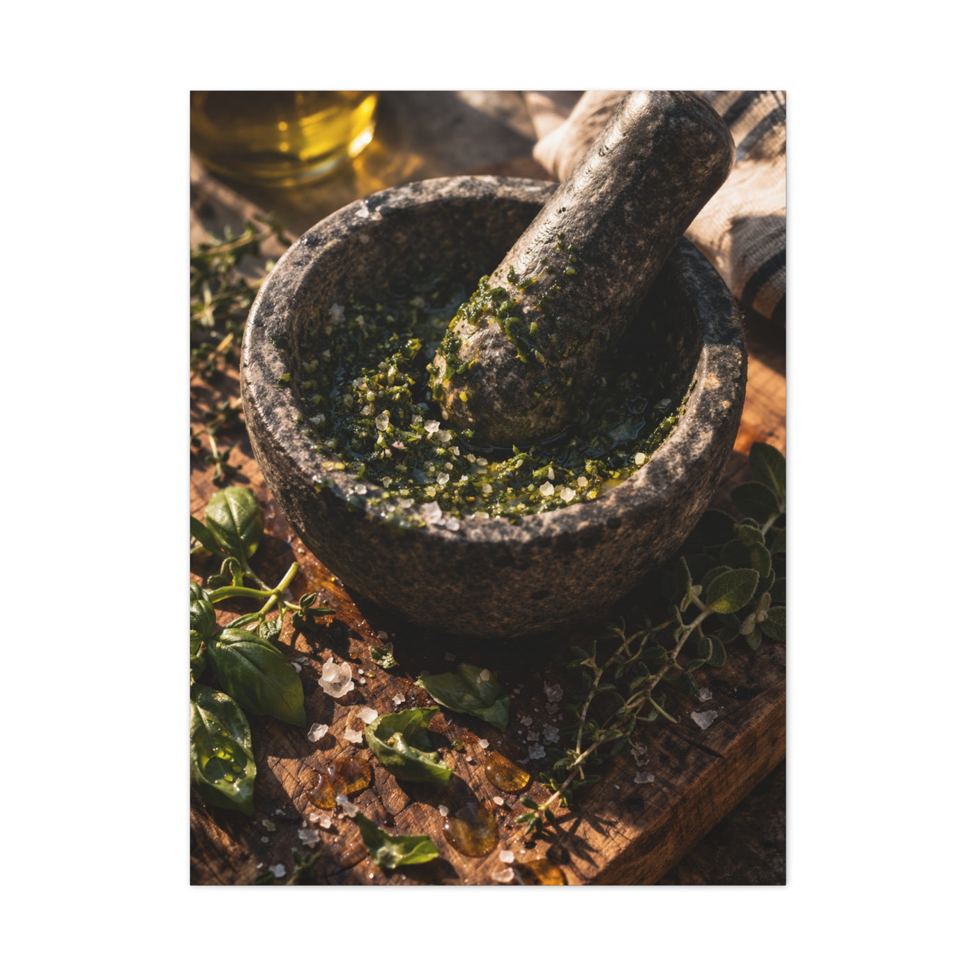 Rustic Herb Mortar and Pestle Wall Art & Canvas Print
