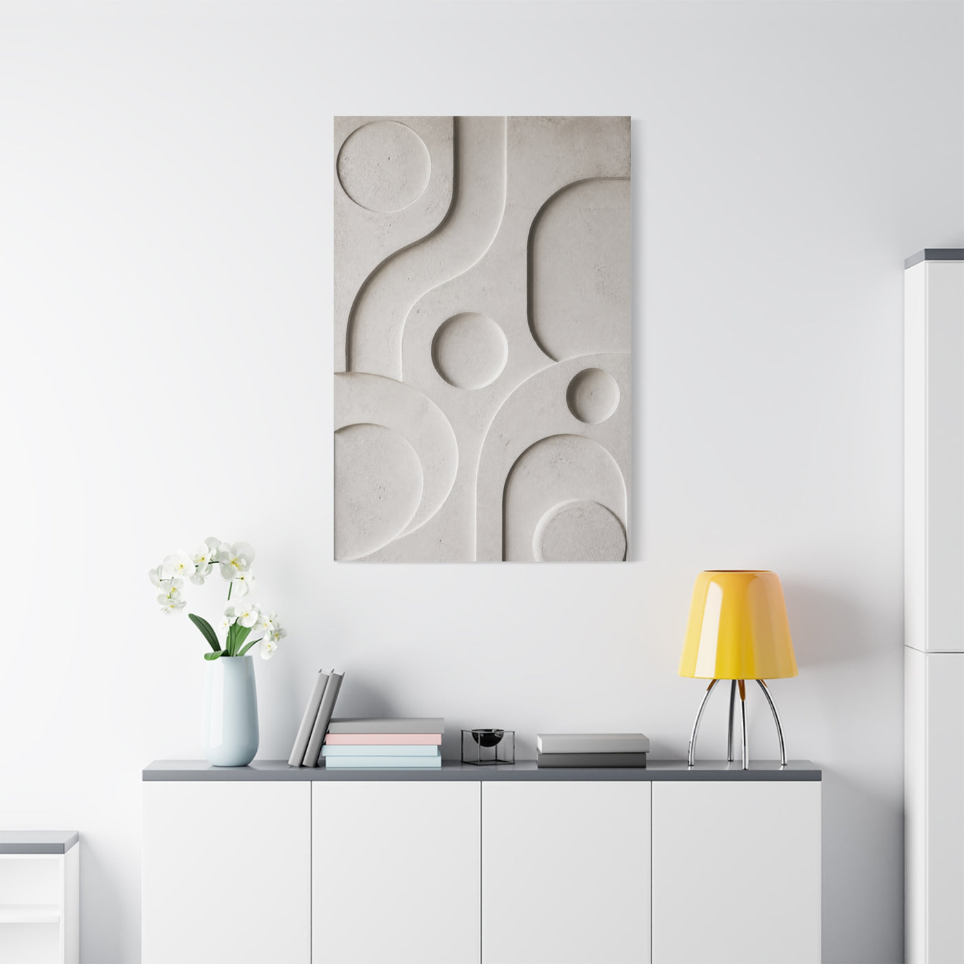 Monumental White Concrete Relief Wall Art & Canvas Print