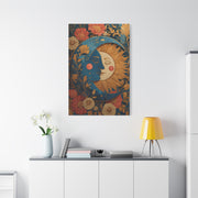 Celestial Sun and Moon Folk Wall Art & Canvas Print