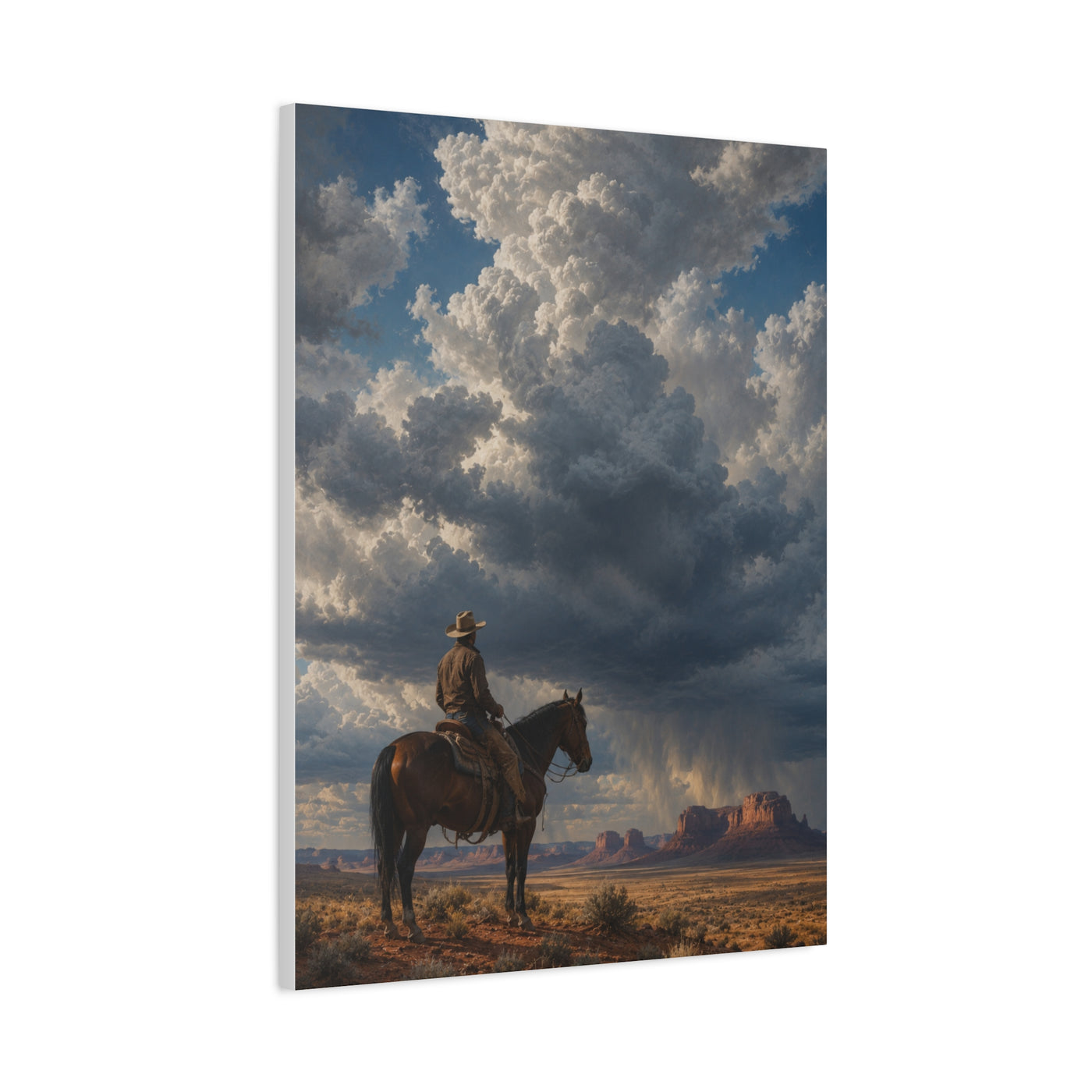 Cowboy Storm Horizon Monument Scene Wall Art & Canvas Print