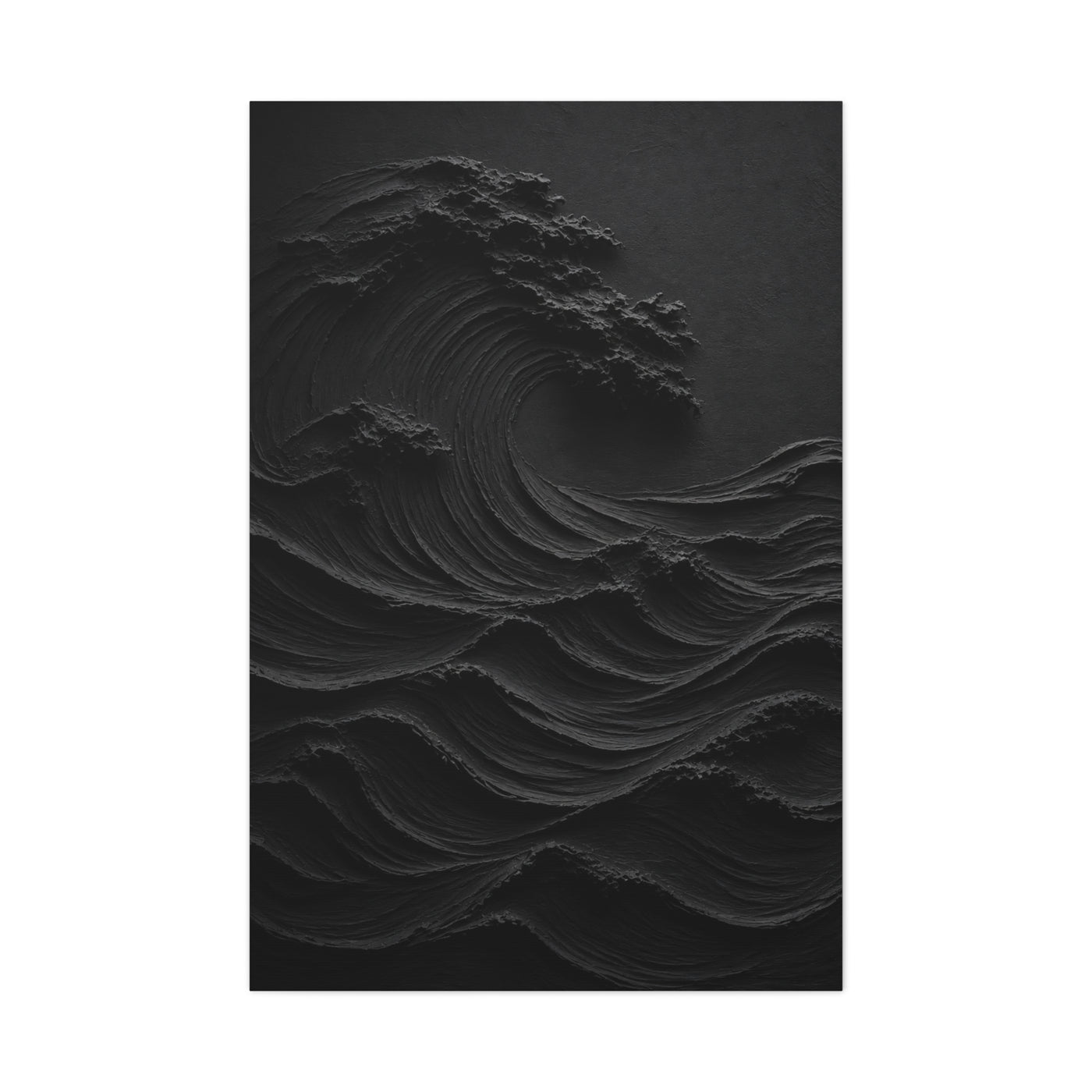 Dark Textured Wave Monochrome Statement Wall Art & Canvas Print