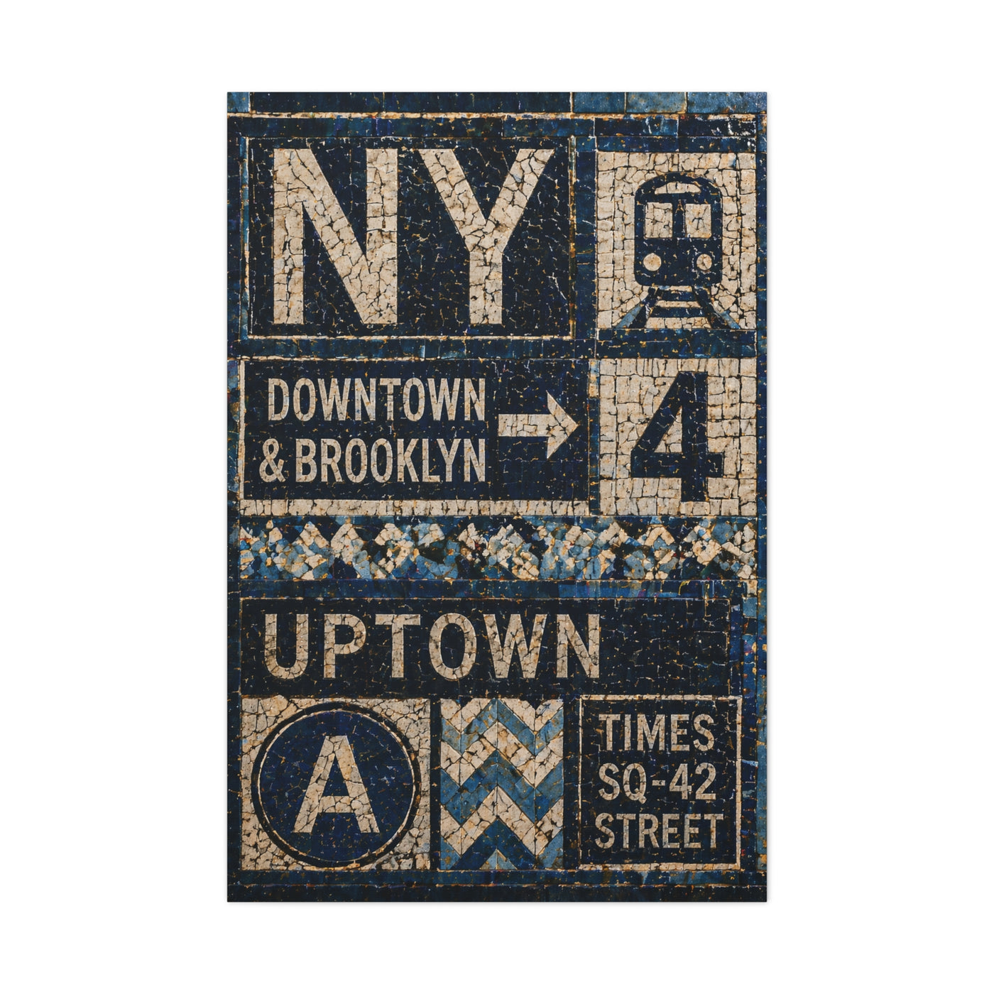 Subway Tile Mosaic Typography Wall Art & Canvas Print