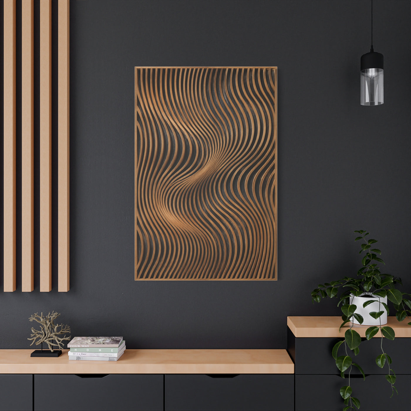 Minimal Slatted Wave Flow Panel Wall Art & Canvas Print