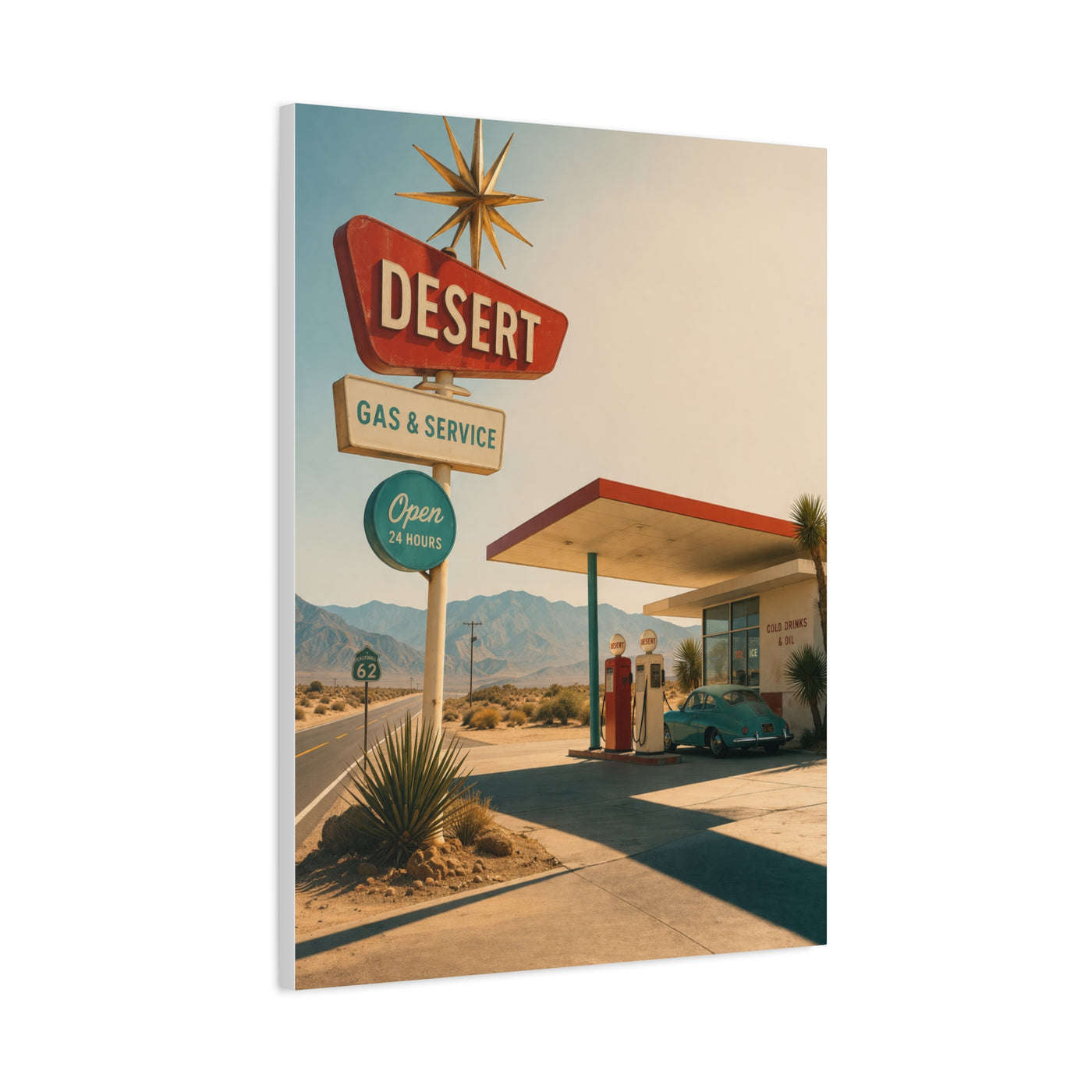 Desert Gas Station Americana Wall Art & Canvas Print