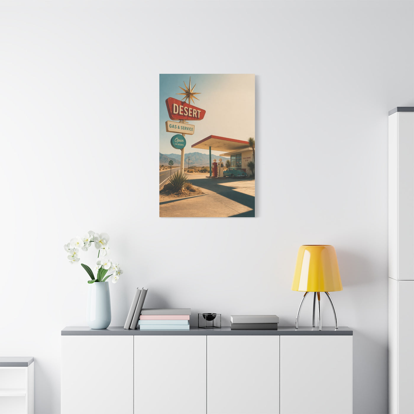 Desert Gas Station Americana Wall Art & Canvas Print