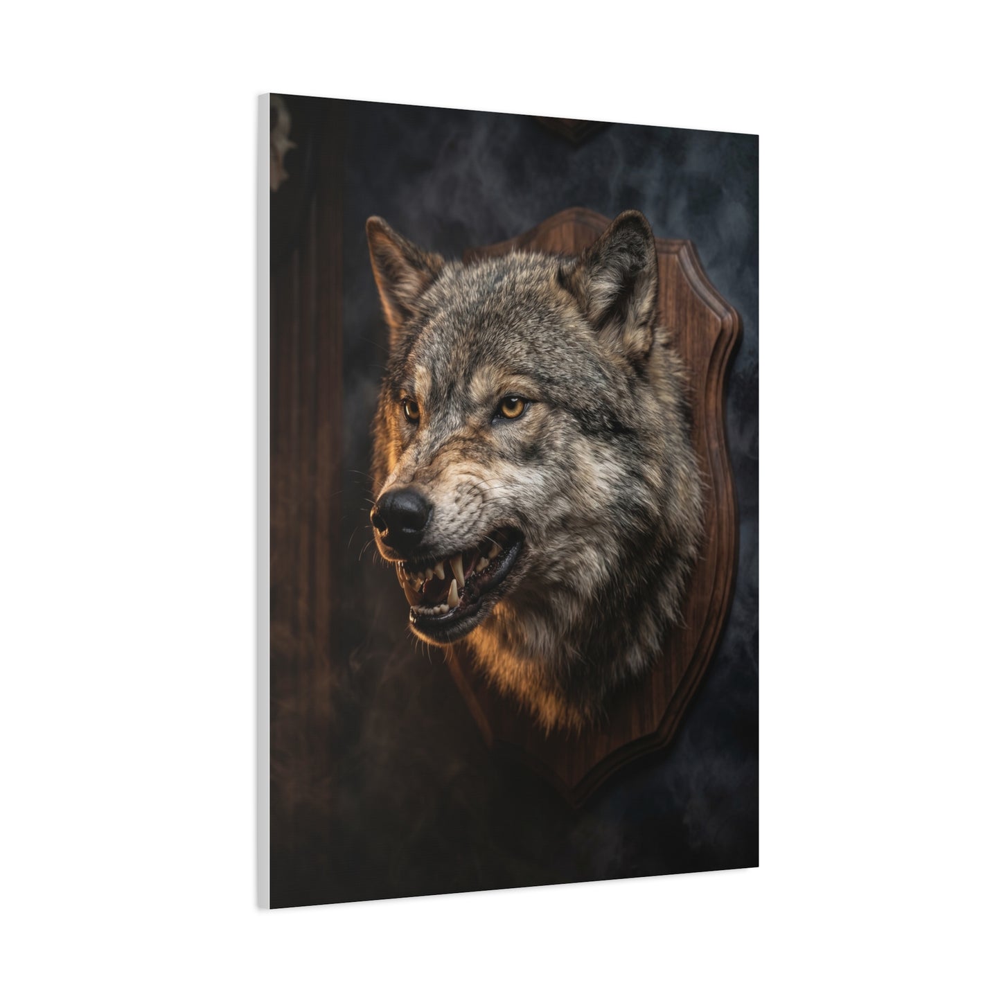 Mounted Wolf Head Lodge Trophy Scene Wall Art & Canvas Print
