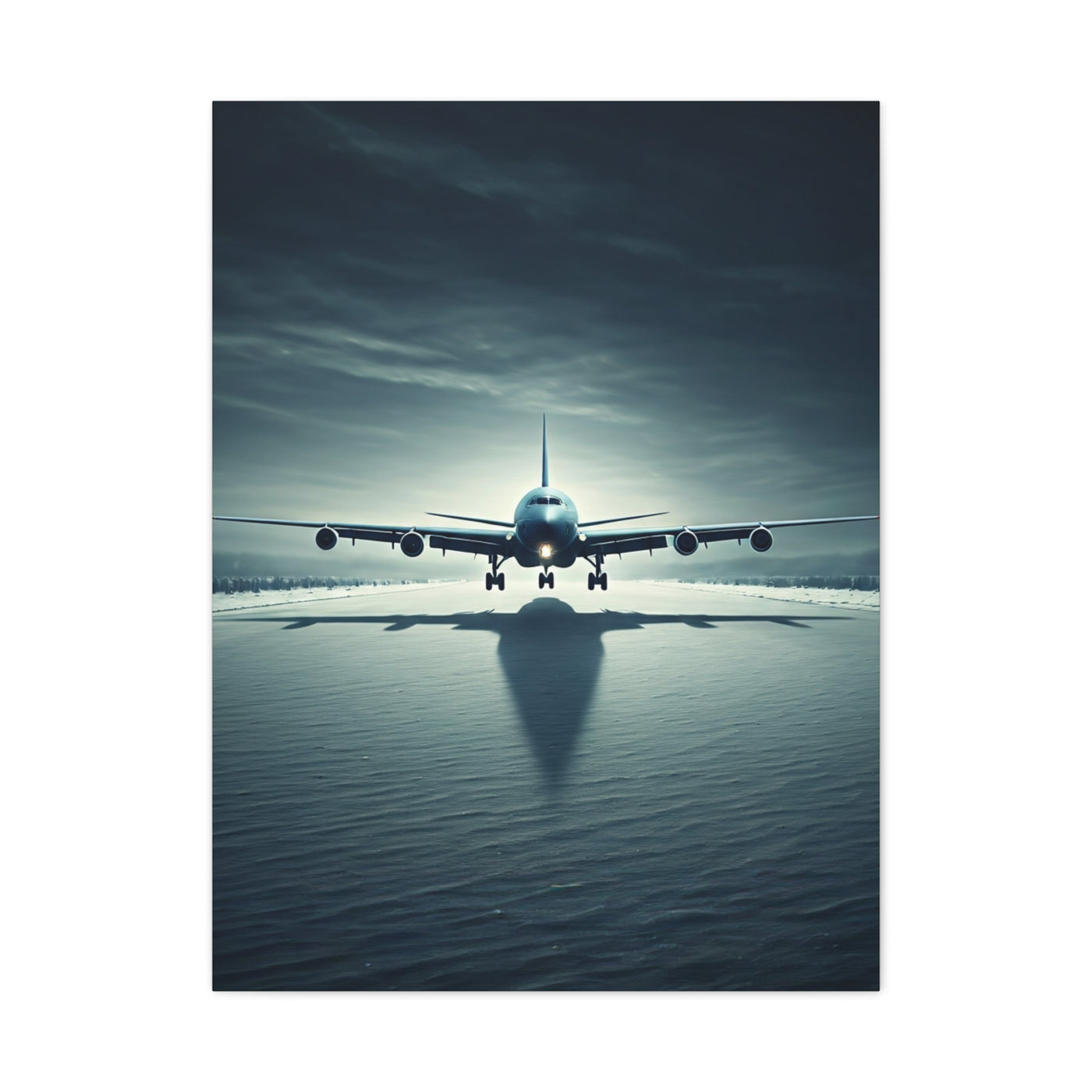 Stormy Runway Jet Arrival Wall Art & Canvas Prints