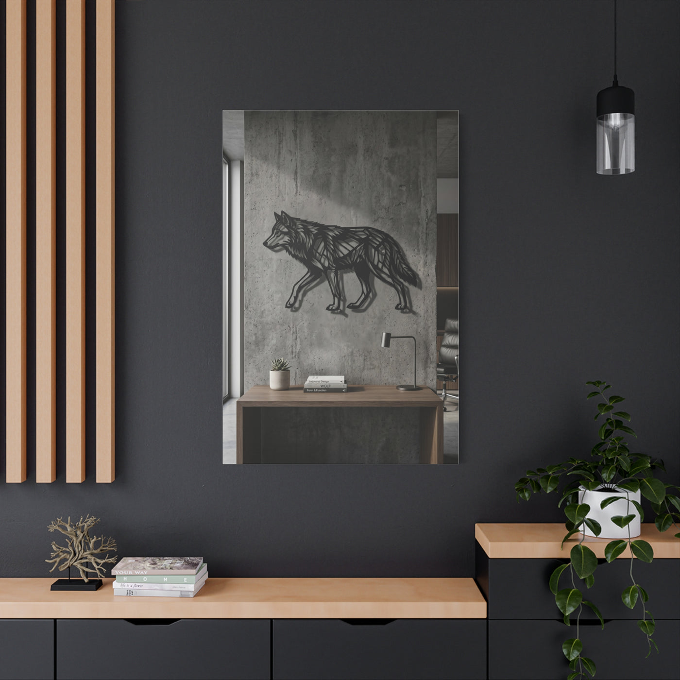 Geometric Line Wolf Wall Sculpture Panel Wall Art & Canvas Print
