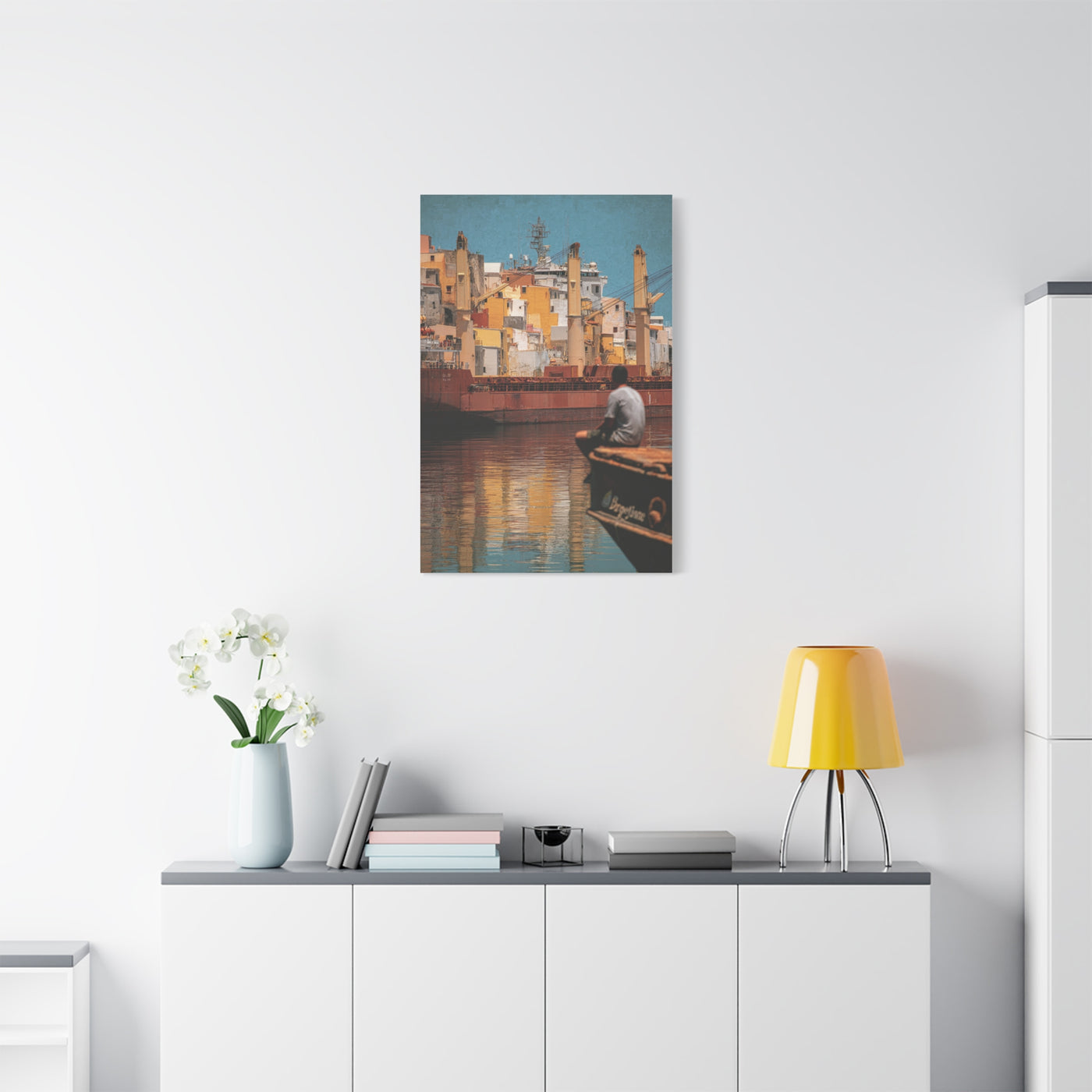 Mediterranean Industrial Harbor Contemporary Wall Art & Canvas Print
