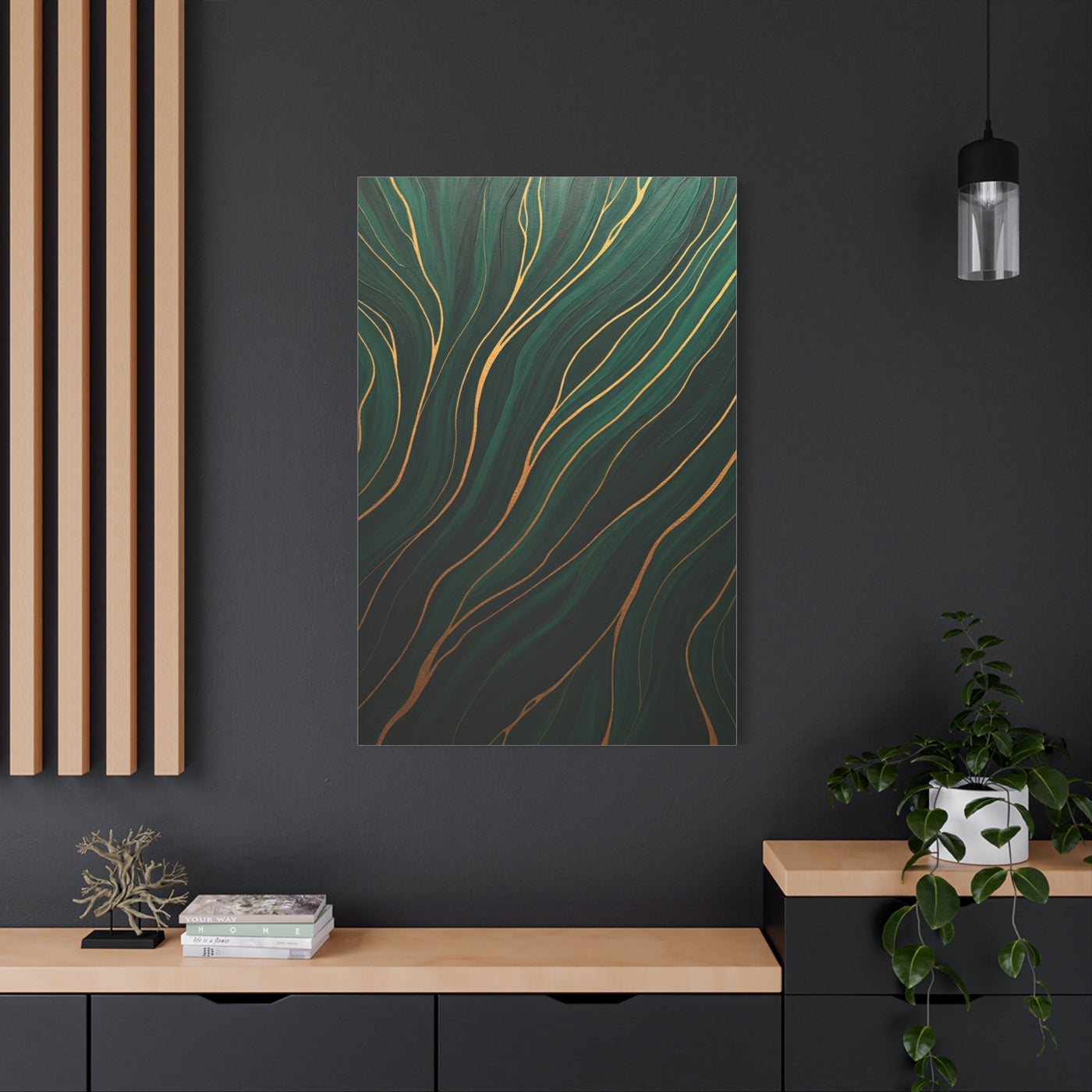 Emerald Gold Flow Abstract Wall Art & Canvas Prints