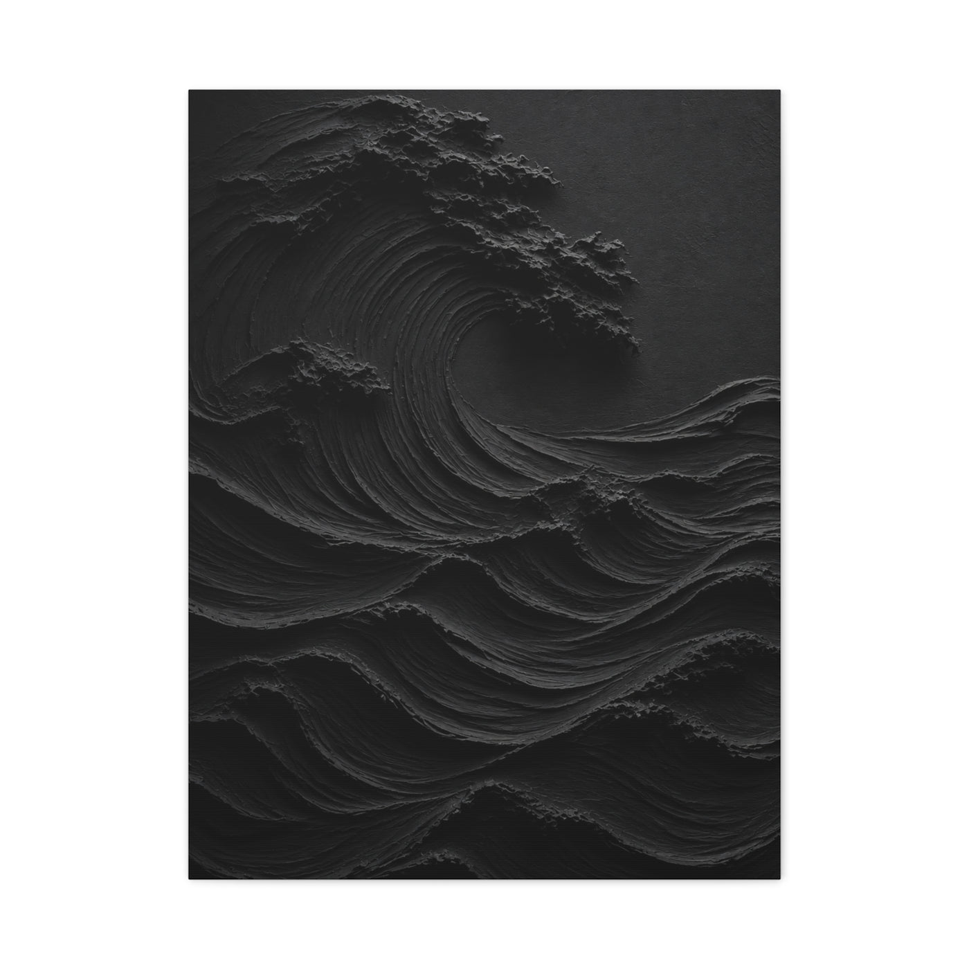 Dark Textured Wave Monochrome Statement Wall Art & Canvas Print
