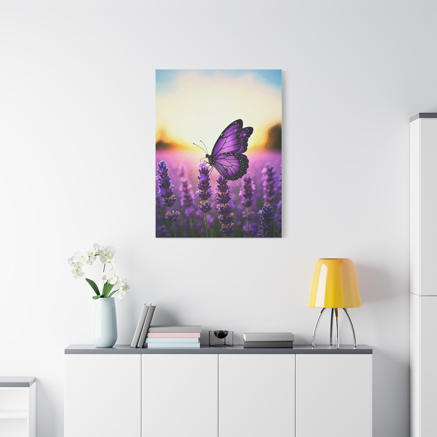 Lavender Field Purple Butterfly Wall Art & Canvas Prints