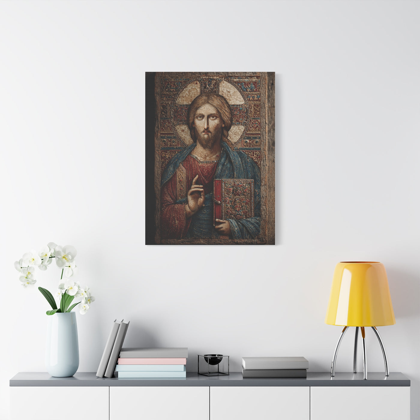 Christ Icon Mosaic Sacred Portrait Wall Art & Canvas Print