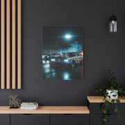 1970 Dodge Charger R/T vs 1970 Plymouth Barracuda Night Drag Duel Wall Art & Canvas Prints