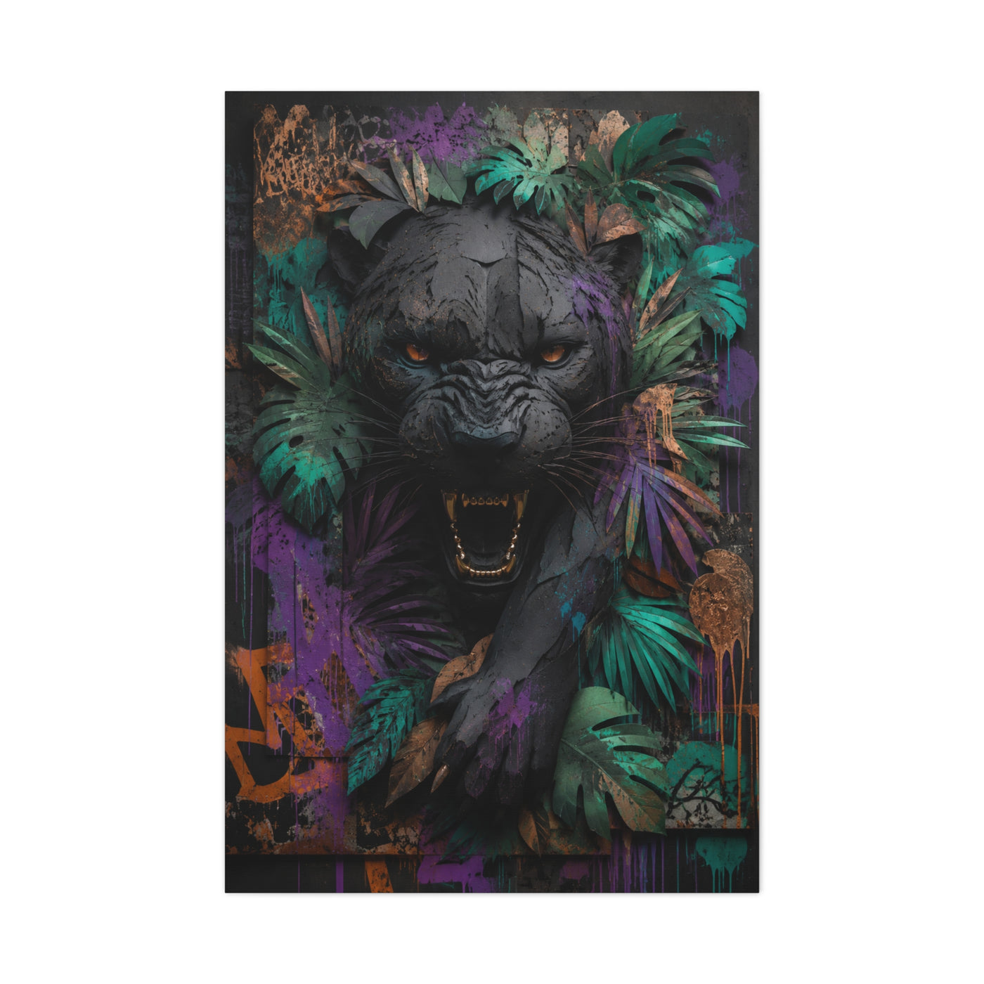 Wild Panther Graffiti Fusion Street Wall Art & Canvas Print