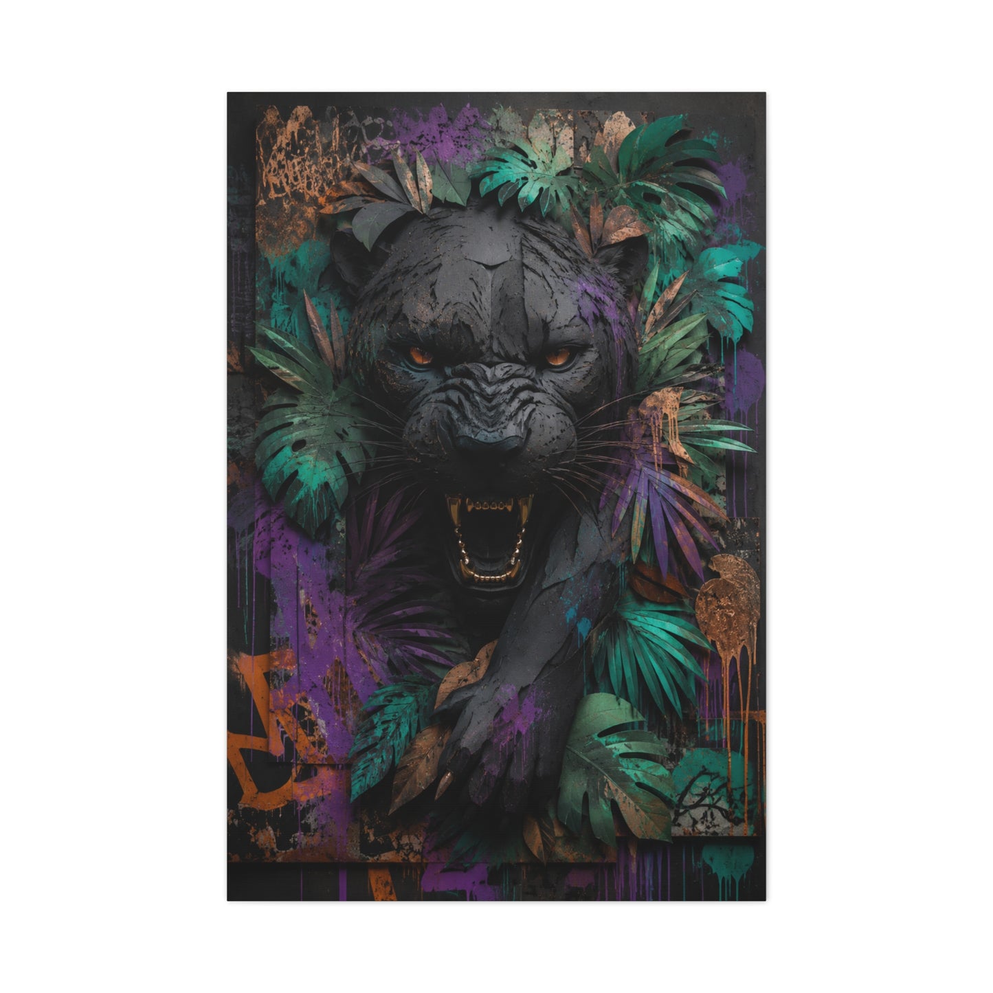 Wild Panther Graffiti Fusion Street Wall Art & Canvas Print