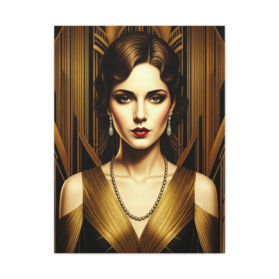 Golden Vintage Glamour Portrait Wall Art & Canvas Prints