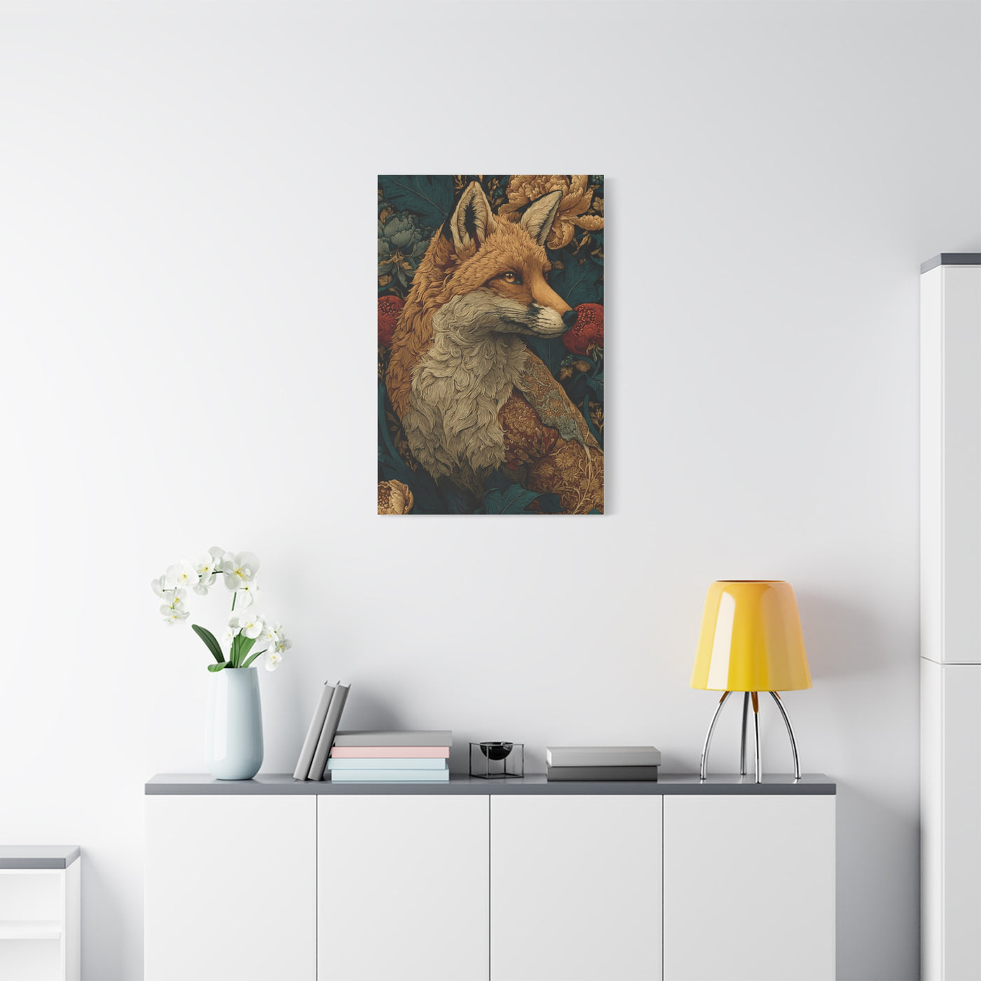 William Morris Style Ornamental Fox Wall Art & Canvas Print