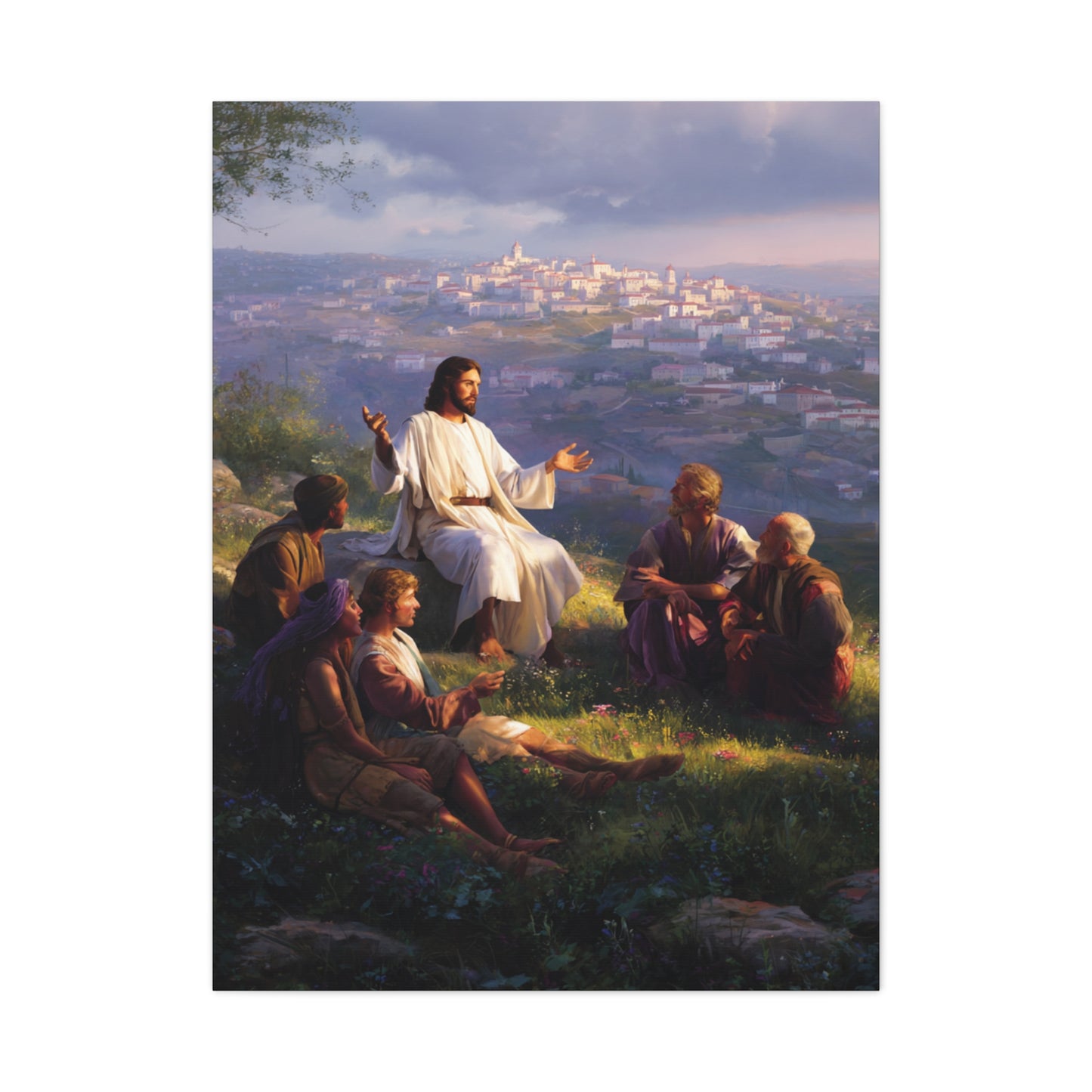 Christ Teaching the Disciples Above Jerusalem Wall Art & Canvas Print