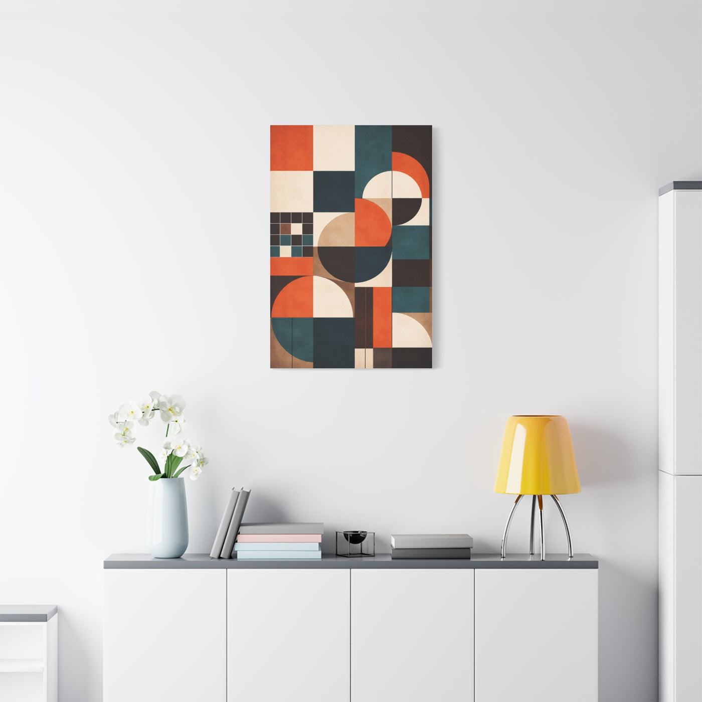 Modern Orange and Teal Geometric Balance Wall Art & Canvas Print