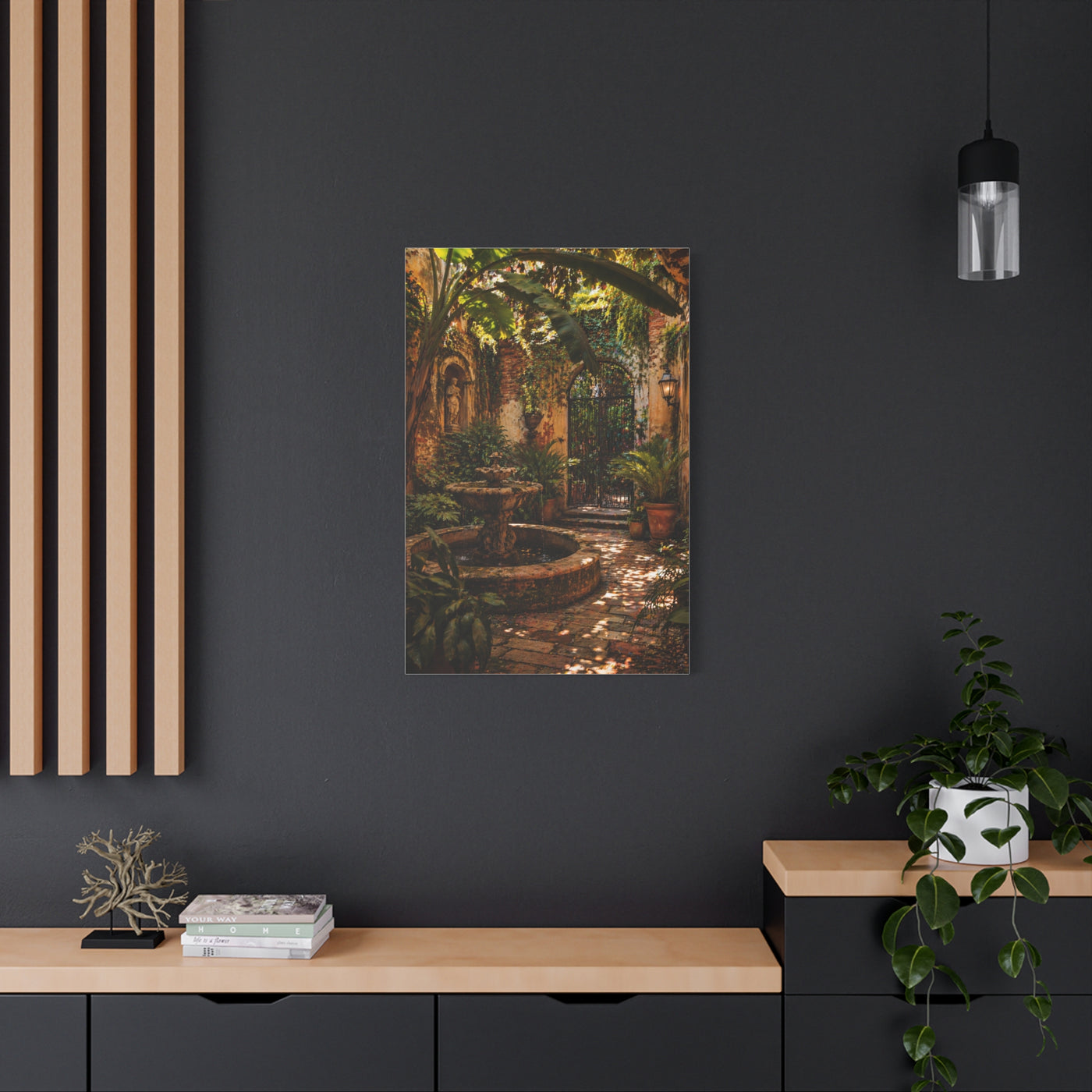 Hidden Courtyard Garden Fountain Wall Art & Canvas Print