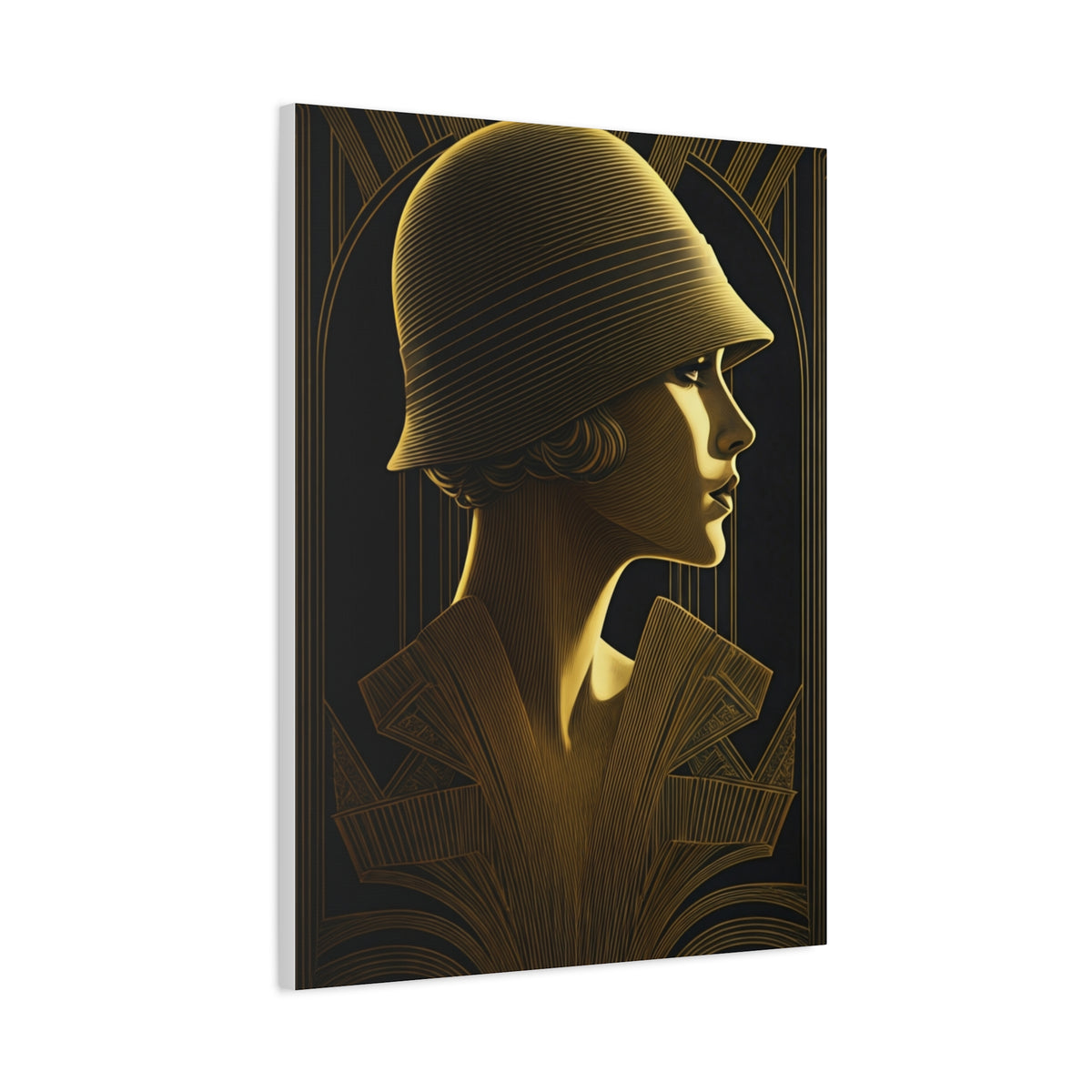 Golden Deco Profile Woman Wall Art & Canvas Prints