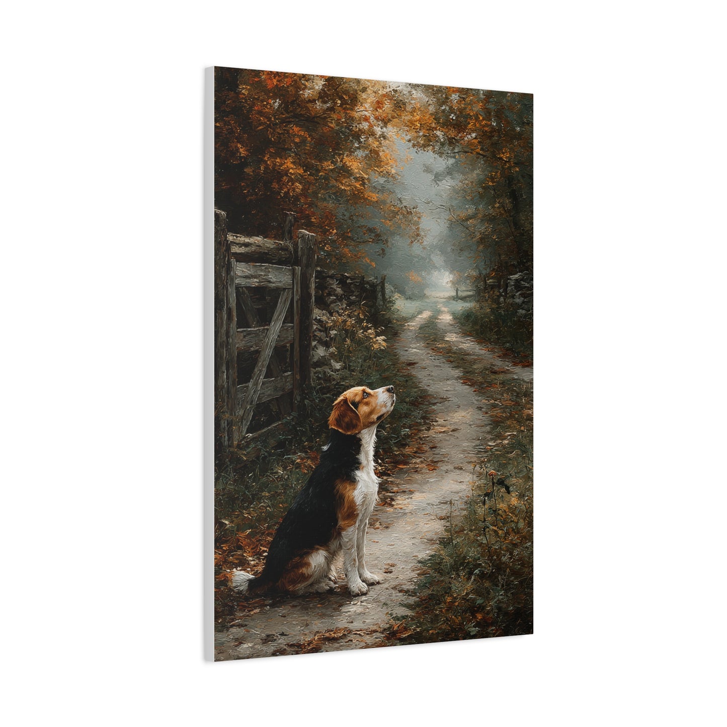 Beagle Autumn Country Lane Wall Art & Canvas Print