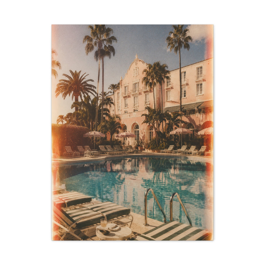 Palm Beach Poolside Retro Photograph Wall Art & Canvas Print