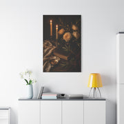 Romantic Candlelit Rose Still Life Wall Art & Canvas Print
