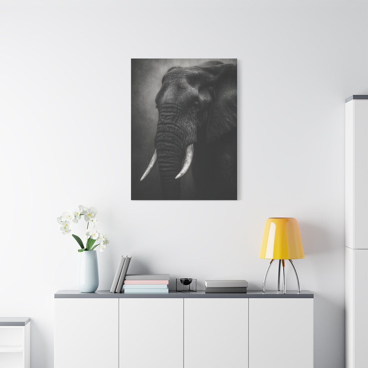 Monochrome Elephant Fine Art Portrait Wall Art & Canvas Print