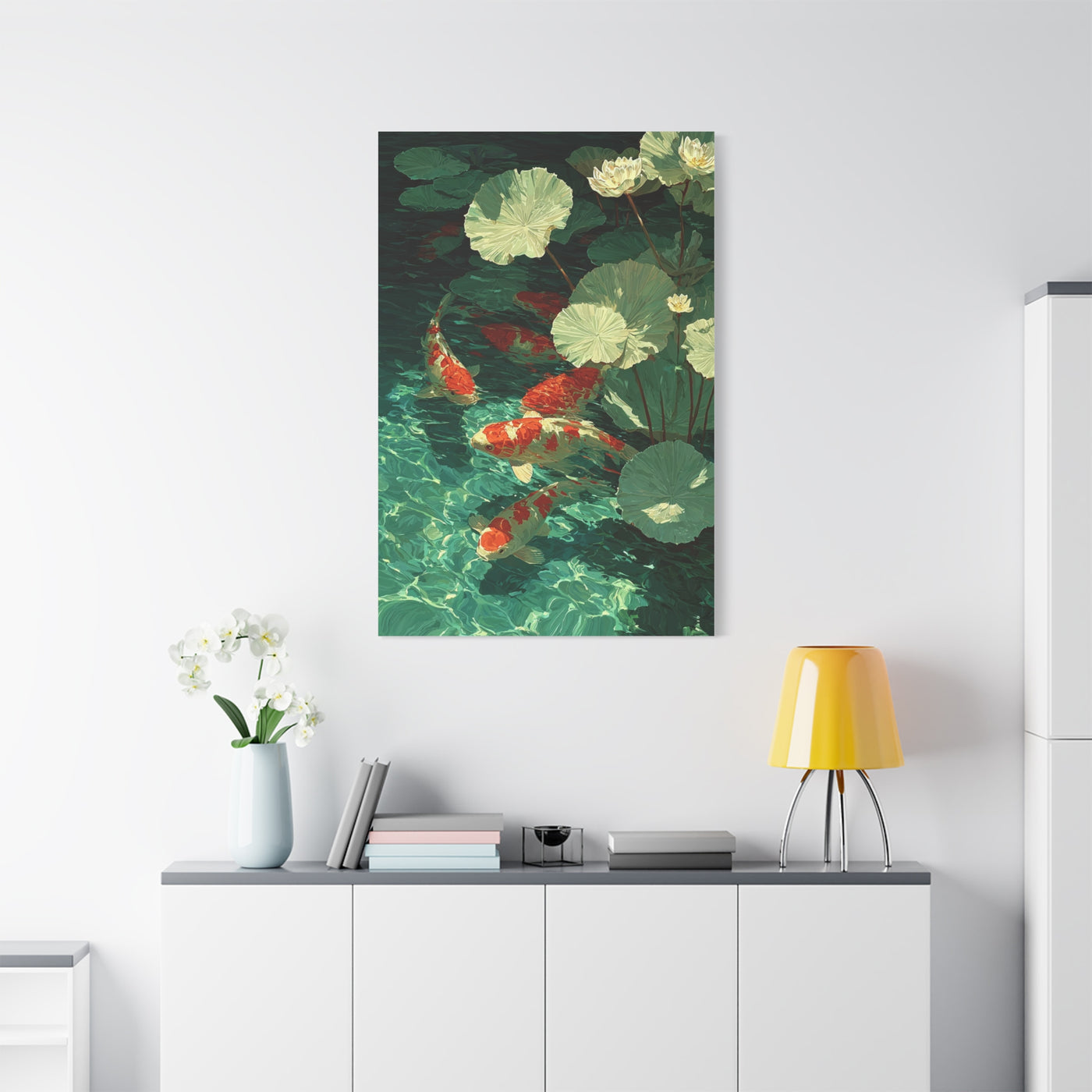 Green Koi Pond Lily Reflection Wall Art & Canvas Print