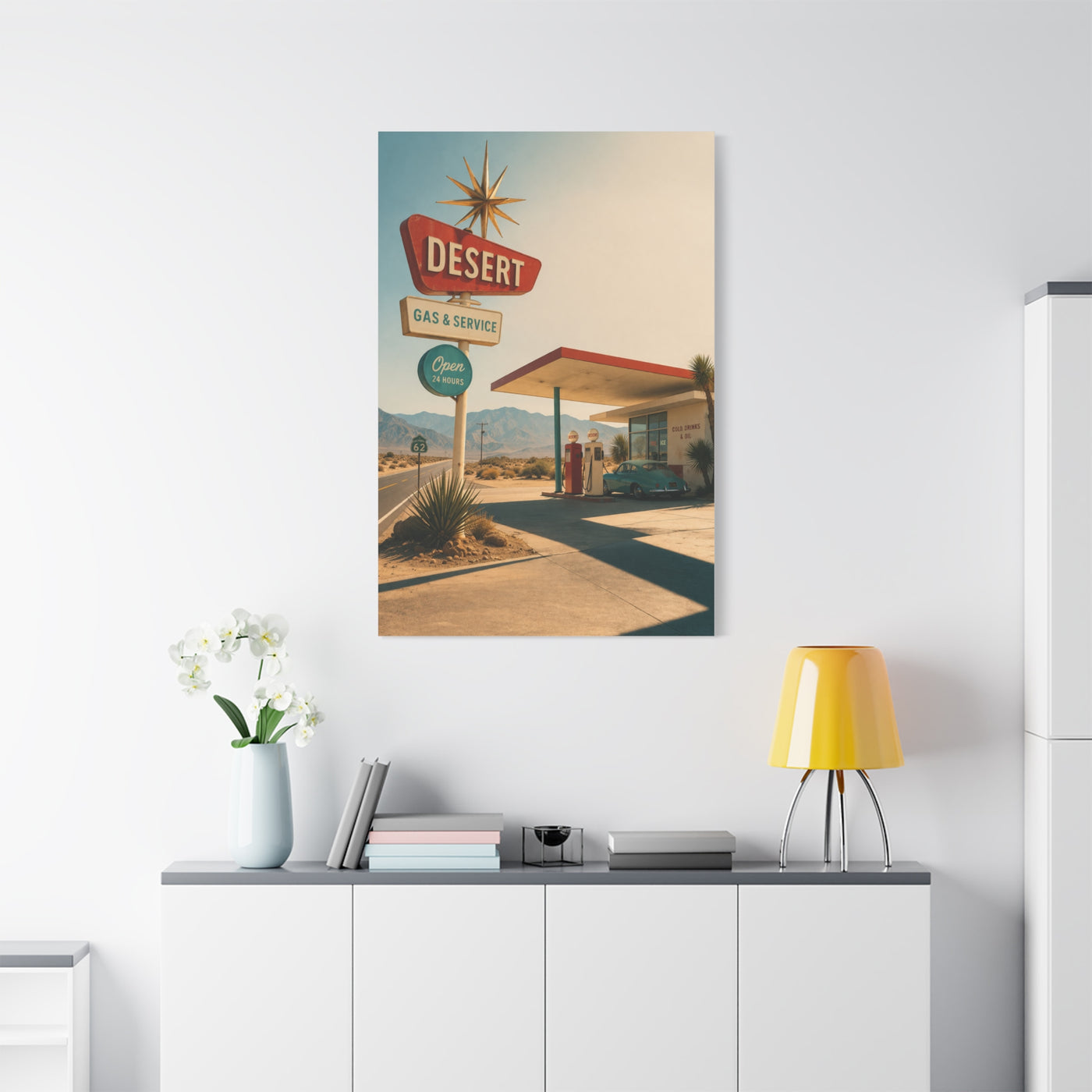 Desert Gas Station Americana Wall Art & Canvas Print