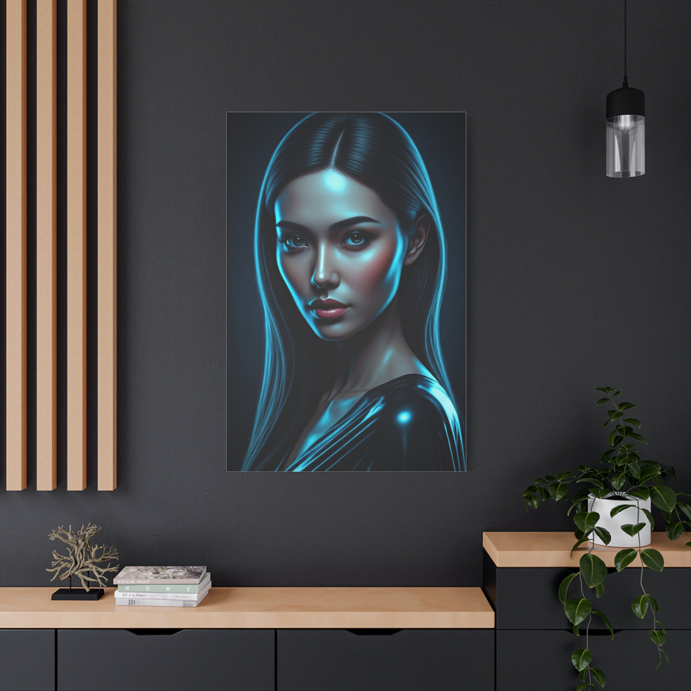 Midnight Blue Gaze Portrait Wall Art & Canvas Prints