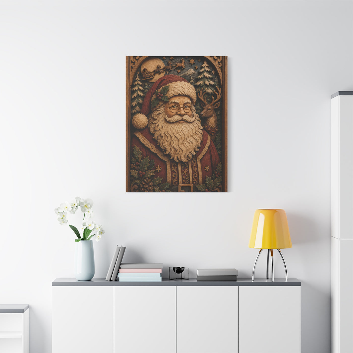 Layered Wooden Santa Relief Wall Art & Canvas Print