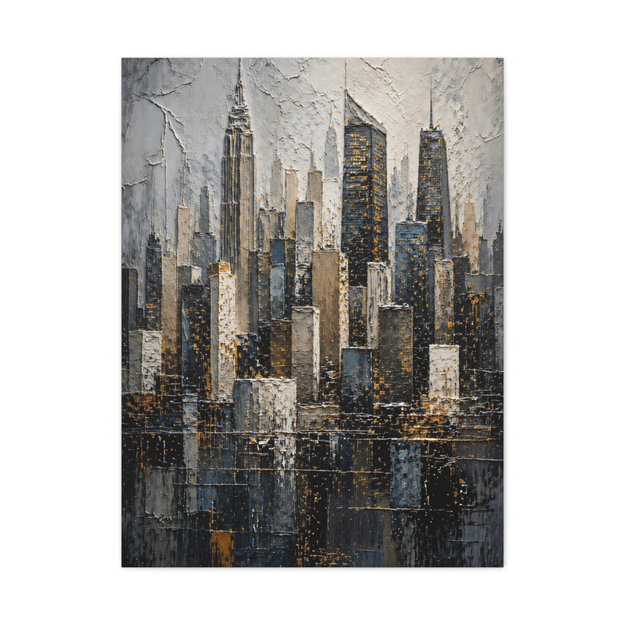 Textured City Skyline Impasto Wall Art & Canvas Print